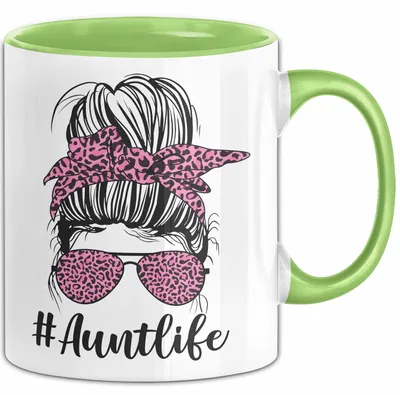 Produktbild von Tante Tasse Geschenk Auntlife Geschenkdiee Für Beste Tante Kaffee-Becher (Grün)