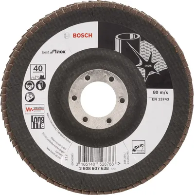 Produktbild von Bosch Fächerschleifscheibe Best for Inox Ø 125 mm K40 22,23 mm 2608607638
