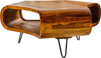 Produktbild von Kaffeetisch Couchtisch Sheesham Holz 90 x 38 x 80 cm Hairpin Legs Wohnzimmer