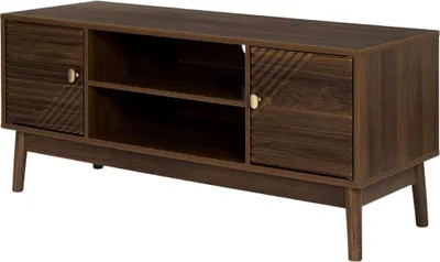 Produktbild von MISOU Tiffany TV-Schrank mit Stauraum TV-Möbel Holz mit 2 Türen – Wandschrank TV-Stand Sideboard mit goldenen Details