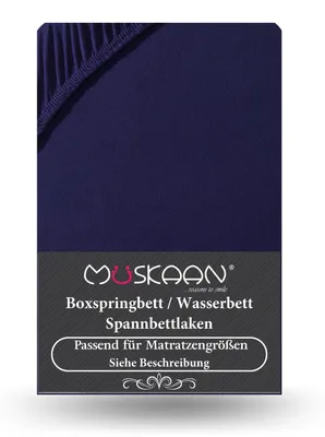 Produktbild von Premium Jersey Spannbettlaken 180x200 cm - 200x220 cm + 40 cm Boxspringbett mit Elasthan navyblau