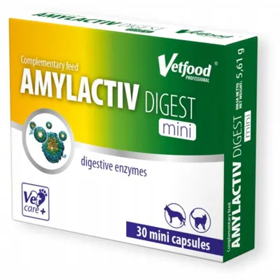 Productafbeelding van VetFood AMYLACTIV DIGEST MINI digestive enzymes for cats and dogs 30 capsules