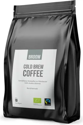Produktbild von broow - Cold Brew Coffee Fairtrade gemahlener Röstkaffee im Filterbeutel DE-ÖKO-006