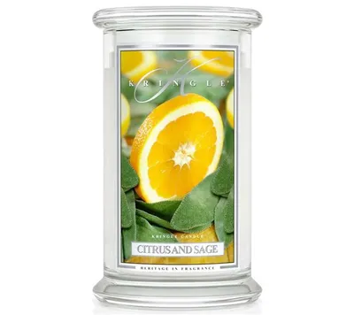 Productafbeelding van Kringle Candle, geurkaars in pot, groot formaat, citrus en salie