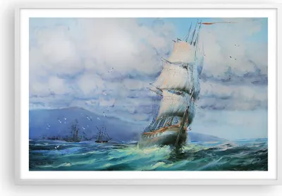 Produktbild von Gerahmtes Poster - Weißer Rahmen - Meer Segelschiff - 91,5x61 cm - Wand Bild - Wanddeko - Wandbilder - Kunstposter - Wandposter - Bilderrahmen - Bilder - Kunstdruck - Wandbild - P2WAA91x61-3782