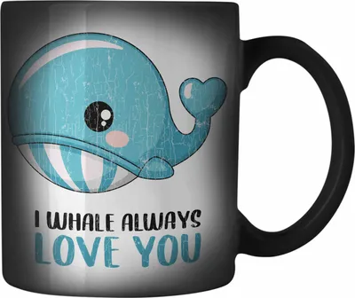 Produktbild von Trendation - Valentinstag Farbwechsel Zauber-Tasse Geschenk für Ihn Sie Lustig Wale Grafik  Geschenkidee Becher Wortspiel Freund Freundin Liebe Paare (Schwarz)