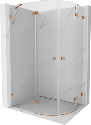 Obrázok produktu pre Mexen Lunar sprchový kút polkruhový otočný ľavý 90 x 70 cm, transparentný, brúsená meď - 833-090L-070P-65-00