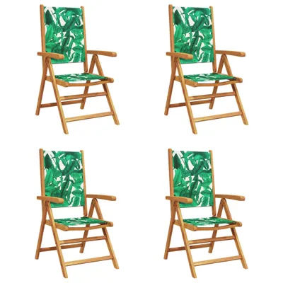 Image de vidaXL Chaises de jardin Réglables 4 pcs. Vert Tissu et bois massif