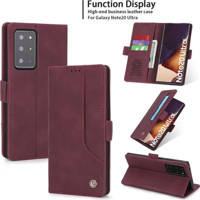 Produktbild von Galaxy Note 20 Ultra Hülle, LaimTop Retro Kunstledertasche Schutzhülle mit Kartenfach Standfunktion für Samsung Galaxy Note 20 Ultra 5G Rot
