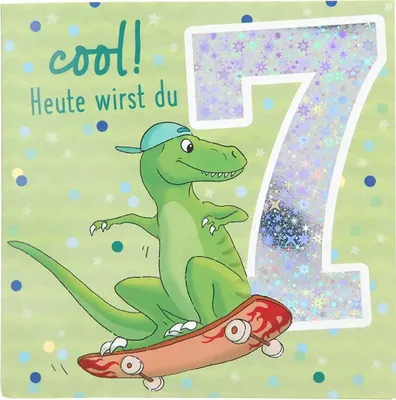 Produktbild von Depesche 11515-014 Zahlenkarte zum 7. Geburtstag mit Musik, veredelte Klappkarte mit originellem Innentext, inkl. Umschlag, Format 15,5 x 15,5 cm