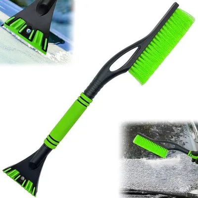 Image de Racloir à glace et brosse à neige Unyqoos® pour voiture – robuste, démontable, avec poignée en mousse, poils souples, manche extensible, couleurs vives