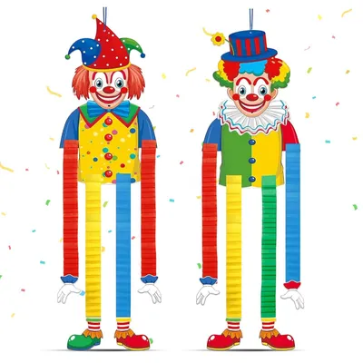 Clownbanner, 2 Stück, bunte Papierdekoration, für Karneval & Party