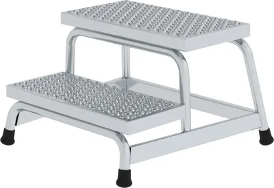 Produktbild von Arbeitspodest starr | 2 Stufen | Aluminium-Lochblech | Rutschfeste Kunststoffschuhe