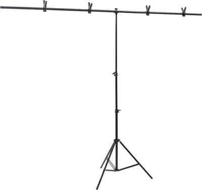 Produktbild von Best Möbel Hintergrundständer T-Form Schwarz 201x60x(70-200) cm - Lampenstative CL8401391 1parcel