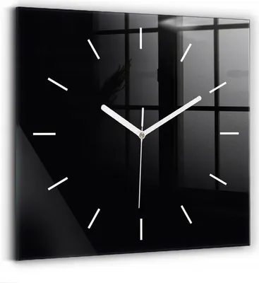 Produktbild von Schöne Uhr aus gehärtetem Glas Leiser Mechanismus Klassisches Loft Schwarz 30x30