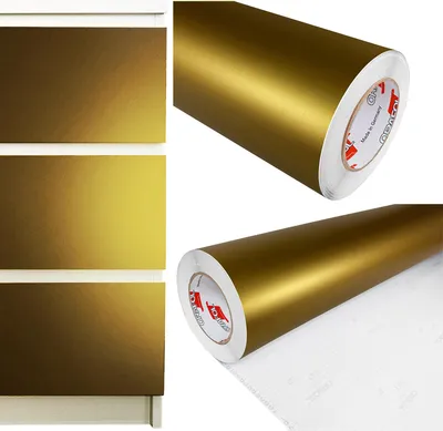 Produktbild von DecoMeister Möbelfolie selbstklebend 100x100 cm - Gold Matt - Einfarbig Klebefolie für Möbel - Klebefolie Möbel für einfache Anwendung, ideal für die Renovierung von Küche oder Bad - Möbelfolie