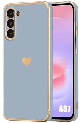 Image de Coque pour Samsung Galaxy A37 5G, Protection Silicone Motif Coeur Antichoc Souple Anti-Rayures Bleu