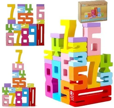 Produktbild von Holz-Zahlenblöcke für Kinder – Lernspielzeug zur Förderung von Mathematik und Zahlenverständnis – 20 Stück Stapelspielzeug