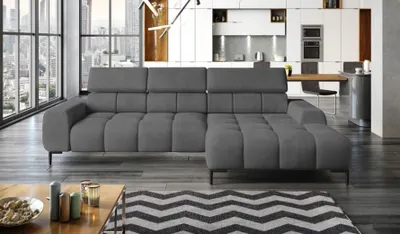 Produktbild von Polsterecke gepolstertes Ecksofa L-förmig Rechts Ecksofa mit Schlaffunktion Sofa mit Schlaffunktion Kleiner 3-Sitzer Verstellbare Kopfstützen und Sitz Stoff: SALVADOR | 177x270x99 cm | Anthrazit