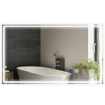 Image de Kleankin Miroir de Salle de Bain Lumineux Rectangulaire Mural LED 3 Couleurs Luminosité Réglable Interrupteur Tactile, Horizontal ou Vertical, 100 x 60 cm