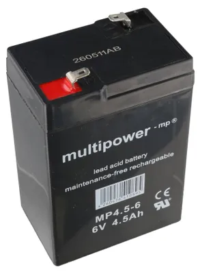 Produktbild von Multipower MP4.5-6 Blei Akku mit 4,8mm Faston Kontakten