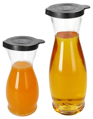 Produktbild von 2x MIA MISURA Wein-Karaffe mit Deckel schwarz 0,5L & 1L geeicht Glas-Krug Saft