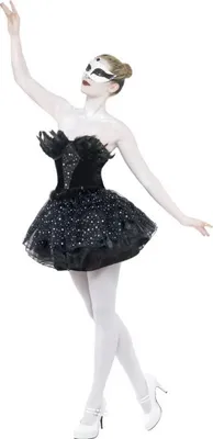 Produktbild von Gothic Schwarzer Schwan Halloween Damenkostüm schwarz