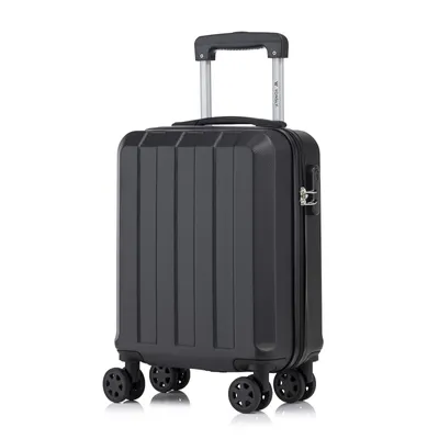 Produktbild von Koffer Trolley Reisekoffer Suitcase, Rollkoffer Handgepäck ,mit 4 Rollen360°, Hartschalenreisekoffer, Zahlenschloss, Weicher Gummigriff (S,Schwarz)