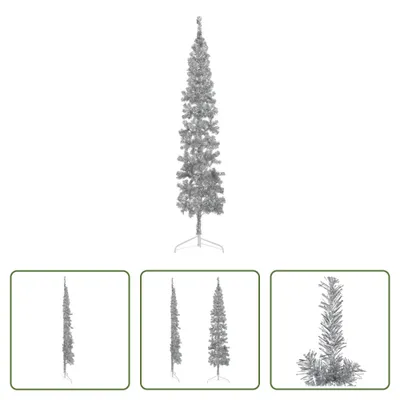 Obrázok produktu pre The Living Store Umelý polovičný stojan na vianočný stromček Slim Silver 210 cm