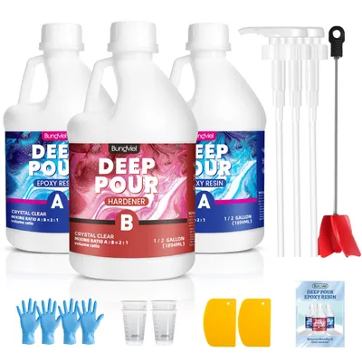 Produktbild von 2:1 Deep Pour Epoxidharz ca. 6 L – Kristallklar, Hochglänzend, 5–6cm Gießhöhe, Selbstnivellierend, DIY & Kunstharz-Set mit Zubehör