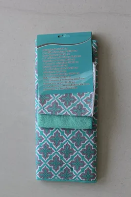Produktbild von Mikrofaser Abtropfmatte 38 x 50 mm mit 2 Mikrofasertücher 30 x 30 cm Türkis