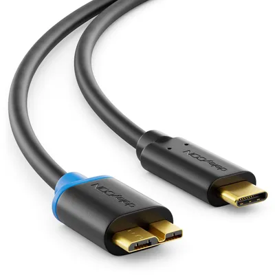 Produktbild von deleyCON 0,5m USB 3.0 Micro-B Kabel USB-C auf Micro-B 5 Gbit/s