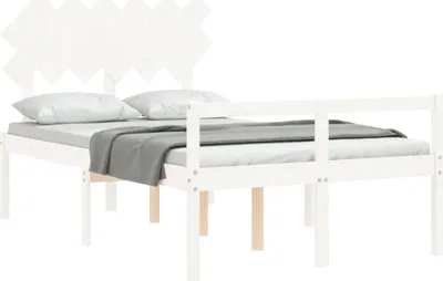 Produktbild von vidaXL Seniorenbett mit Kopfteil 120x200 cm Weiß Massivholz