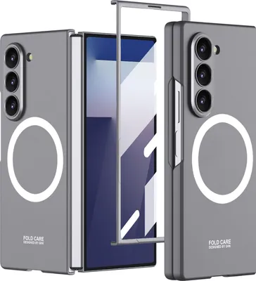 Produktbild von Hülle für Samsung Galaxy Z Fold 7, Kompatibel mit MagSafe, Hart PC Matt Magnetische Schutzhülle mit Displayschutz Grau