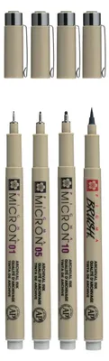 Image de Sakura POXSDK4L Sakura Pigma Micron Fineliner-Set farbsortiert 0,25 + 0,45 + 0,60 mm, 4 St.