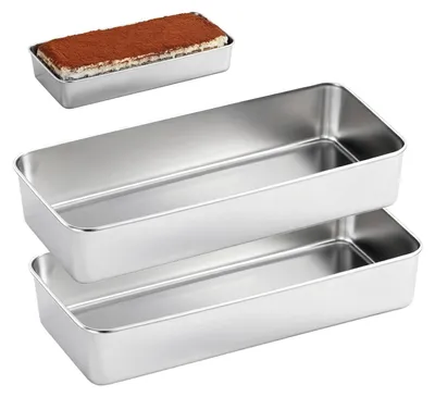 Obrázok produktu pre Sada dvoch formičiek na pečenie chleba, nerezová oceľ, rozmer 32,8 x 14,8 x 6,5 cm, obdĺžnikový tvar, vhodné na chlieb, koláče a toasty