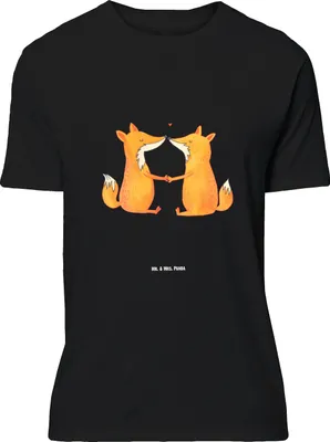 Produktbild von Mr. & Mrs. Panda Tshirt Füchse Liebe - Schwarz - Geschenk, Lustiges T-Shirt, Shirt, Freundin, Oversize, Fuchs, Partner, Freund