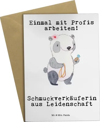 Produktbild von Mr. & Mrs. Panda Glückwunschkarte Schmuckverkäuferin Leidenschaft - Weiß - Geschenk, Goldschmied, Ausbildung, weihnachtskarten, Grußkarte, Grußkarten, Witzig, Juwelier