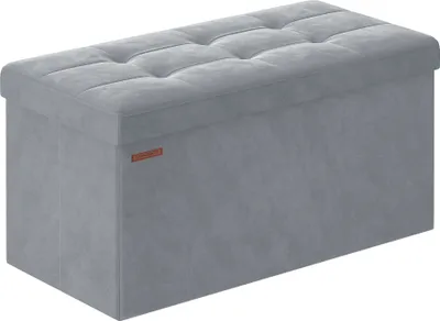 Produktbild von SONGMICS Sitzbank mit Stauraum aus Samt, klappbare Sitztruhe, 2 extra Aufbewahrungsboxen, 38 x 76 x 38 cm, bis 300 kg belastbar, für Flur