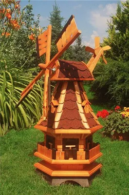 Produktbild von Windmühle mit roten Schindeln – Höhe 1 Meter