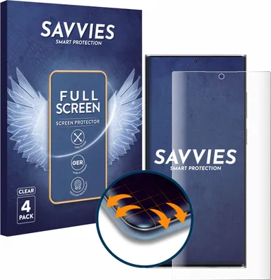 Produktbild von 4x Savvies Fullscreen Schutzfolie für Samsung Galaxy S22 Ultra 5G Displayschutz Folie Fullcover Klar Transparent