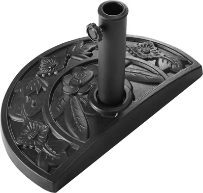 Produktbild von KOMFOTTEU Sonnenschirmständer halbrund aus Harz & Stahl, Schirmständer für Schirmstangen von 38/48 mm mit rutschfesten Füßen, Marktschirmständer 9 kg, Balkonschirmständer für Garten, Terrasse