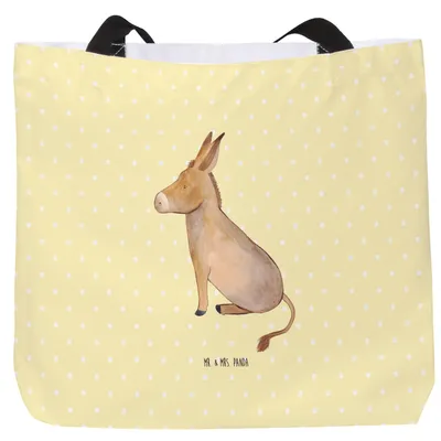 Produktbild von Mr. & Mrs. Panda Schultasche Esel - Gelb Pastell - Geschenk, Tote Bag, Mut, Erfolg, Ziel, Weisheit, Zuversicht, Lustige Sprüche, Strandtasche, Laptoptasche, Tasche