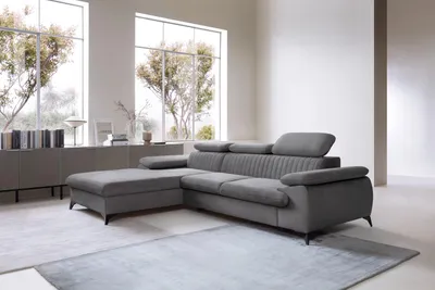 Produktbild von Masseno Ecksofa FIORE mit Schlaffunktion L-Form, Sofa mit Bettkasten, Wohnzimmersofa, Couch, Soffa, Bettsofa, Couchgarnitur- Grau, MONOLITH 92