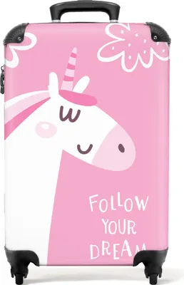 Produktbild von NoBoringSuitcases.com® - Rosa Koffer - Koffer Einhorn - 55x35x25Handgepäck Koffer 55x35x20 cm, 36L,