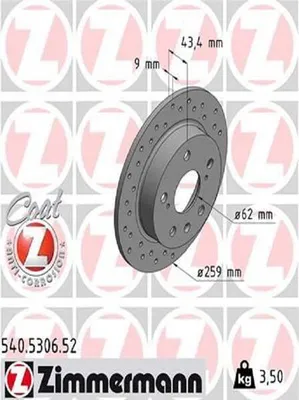 Produktbild von 2x ZIMMERMANN Bremsscheibe 540.5306.52 für SUZUKI SWIFT IV (FZ NZ) VITARA (LY)