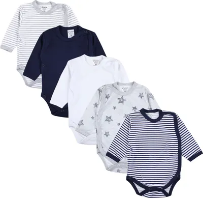 Produktbild von TupTam Baby Unisex Langarm Wickelbody im 5er Set , Farbe: Farbenmix 1, Größe: 56