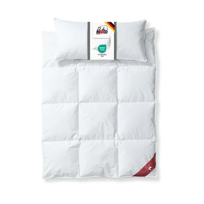 Produktbild von RIBECO GERMANY Daunenbettdecke Johanna 135x200 cm & Kopfkissen 40x80 cm im 2er Set –Daunendecke & Kopfkissen aus Federn & Daunen, warm