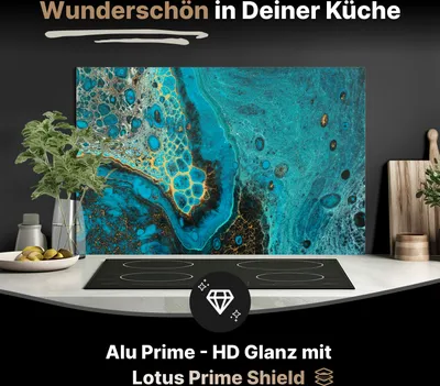 Produktbild von Spritzschutz Küchenrückwand aus Aluminiumverbund Glanz - 3mm - 90x40 cm - Bläulicher Marmor