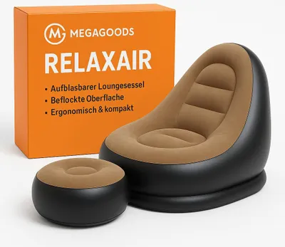 Produktbild von Luftsofa aufblasbar faltbar Outdoor Sofa Bett mit Fußstütze DE.